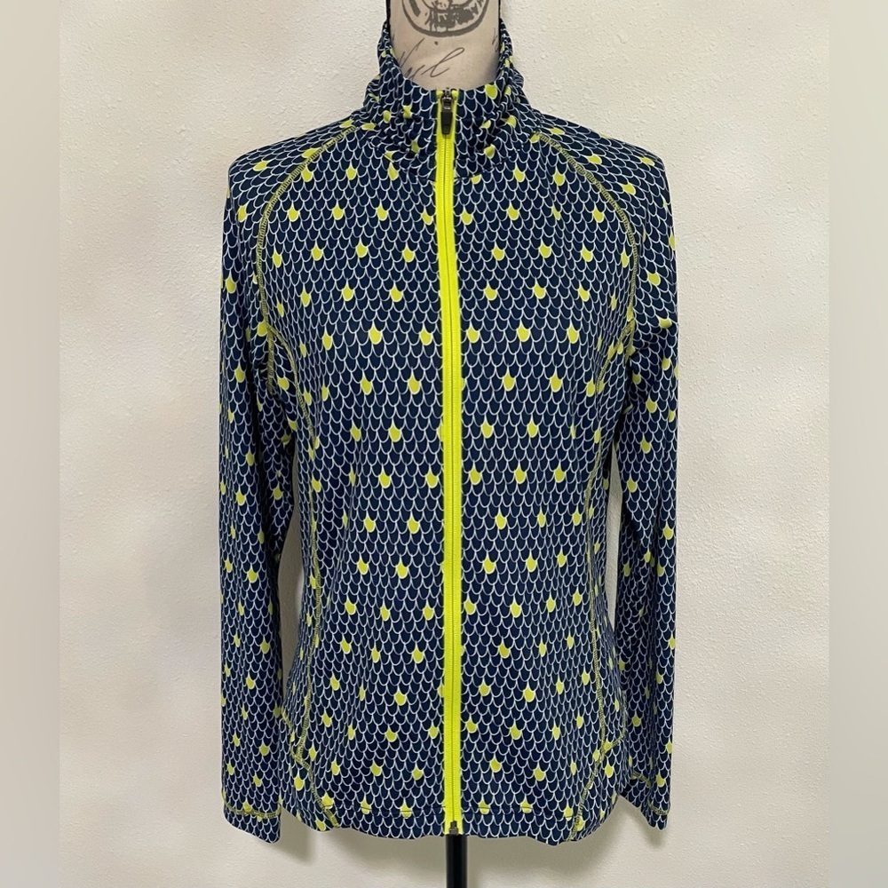 Peter Millar Women's Navy and Yellow Wicked Golf Jacket EUC